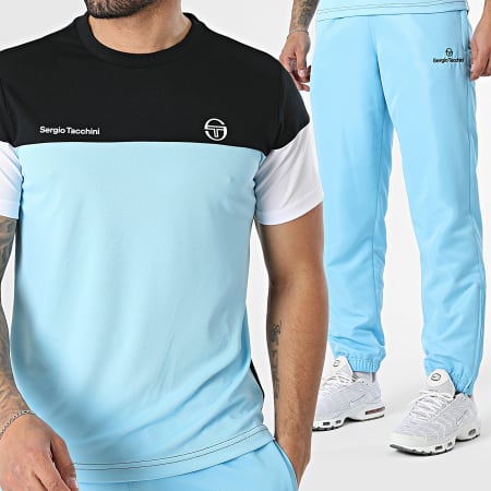 Sergio Tacchini - Ensemble Tee Shirt Et Pantalon Jogging Prave Carson 40845 40850 Bleu Clair Noir