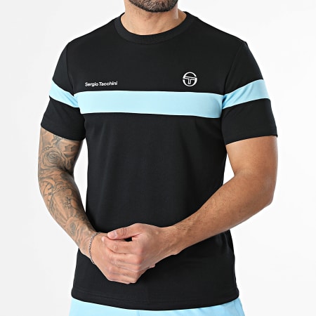 Sergio Tacchini - Ensemble De Survêtement Leone Carson 41237 40850 Noir Bleu Clair