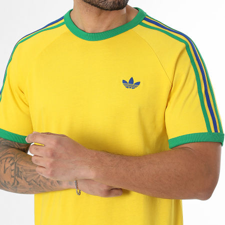 Adidas Originals - Tee Shirt A Bandes 3 Stripes KC8643 Jaune Vert Bleu Roi