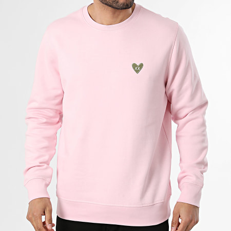 Luxury Lovers - Sweat Crewneck Khaki Heart Embroidery Rose