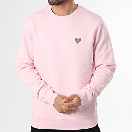 Luxury Lovers - Sweat Crewneck Khaki Heart Embroidery Rose