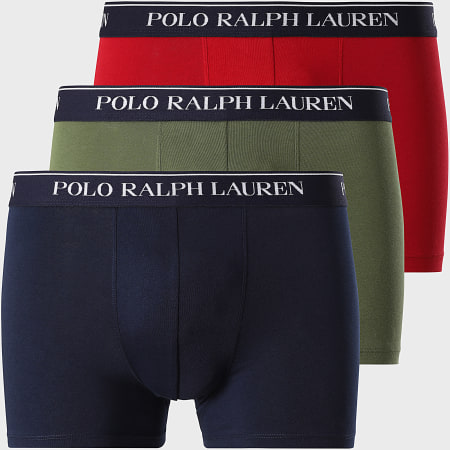 Polo Ralph Lauren - Lot De 3 Boxers Bleu Marine Vert Kaki Rouge