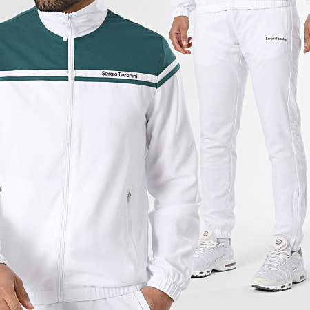 Sergio Tacchini - Ensemble De Survetement Riflesso 41409 Blanc Vert Foncé