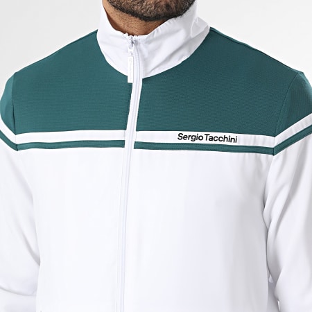Sergio Tacchini - Ensemble De Survetement Riflesso 41409 Blanc Vert Foncé