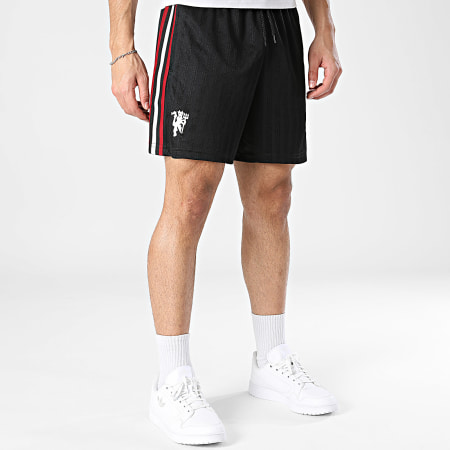 Adidas Originals - Short Jogging A Bandes Manchester United FC JZ2229 Noir Blanc Bordeaux