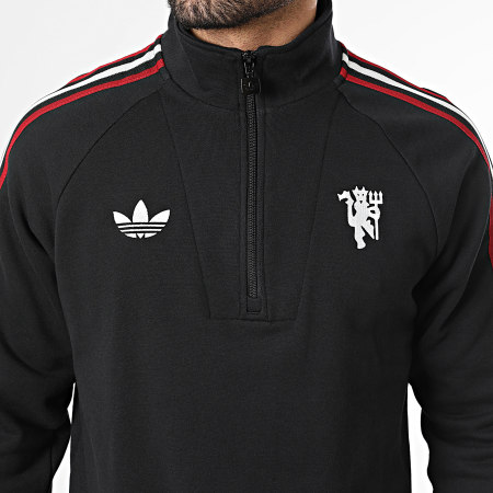 Adidas Originals - Sweat Col Zippé A Bandes Manchester United Originals JZ2231 Noir
