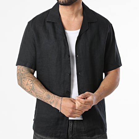 KZR - Chemise Manches Courtes En Lin 213 Noir