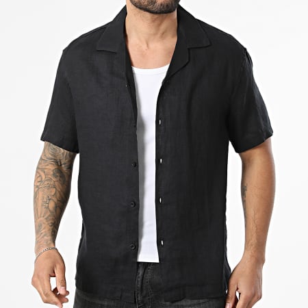 KZR - Chemise Manches Courtes En Lin 213 Noir