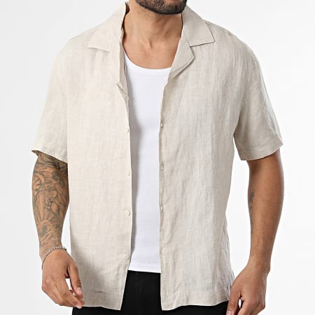 KZR - Chemise Manches Courtes En Lin 213 Beige Chiné