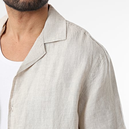 KZR - Chemise Manches Courtes En Lin 213 Beige Chiné