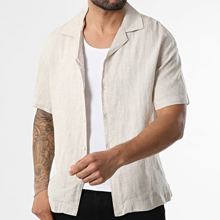 KZR - Chemise Manches Courtes En Lin 213 Beige Chiné
