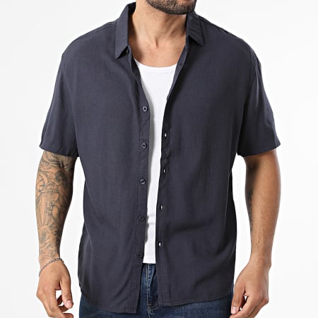KZR - Chemise Manches Courtes En Lin 210 Bleu Marine