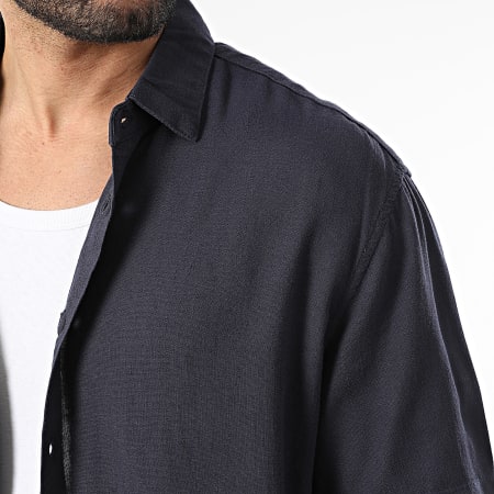 KZR - Chemise Manches Courtes En Lin 210 Bleu Marine