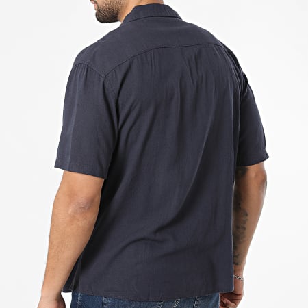 KZR - Chemise Manches Courtes En Lin 210 Bleu Marine