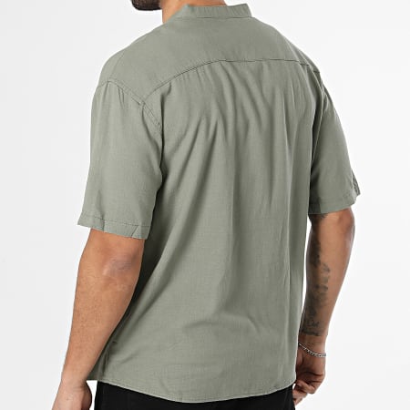 KZR - Chemise Manches Courtes Col Officier En Lin 211 Vert Kaki