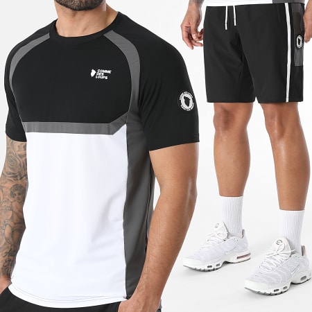 Comme Des Loups - Ensemble Tee Shirt Et Short Jogging Master Noir Blanc Gris Anthracite