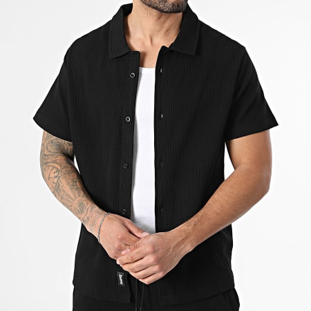 Deeluxe - Conjunto Camisa Manga Corta Y Pantalón Corto de chándal Texturizado 06T4302M T757M Negro