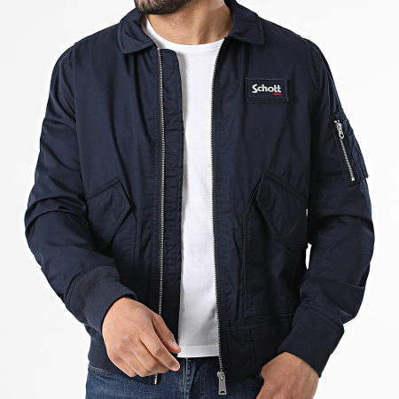 schott L2-b ジャケット ネイビー Schott NYC - Jacket Zip Cabart Navy Blue - Ryses