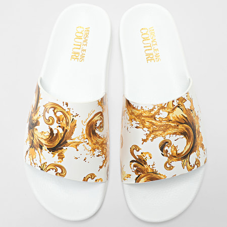 Versace Jeans Couture - Claquettes Fondo Slide YA3SQ4-ZS365 Blanc Doré Renaissance