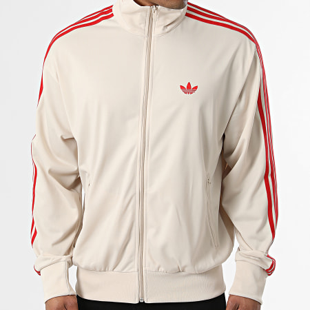 Adidas Originals - Veste Zippée A Bandes Firebird KE1643 Beige Rouge