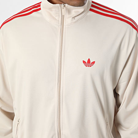 Adidas Originals - Veste Zippée A Bandes Firebird KE1643 Beige Rouge