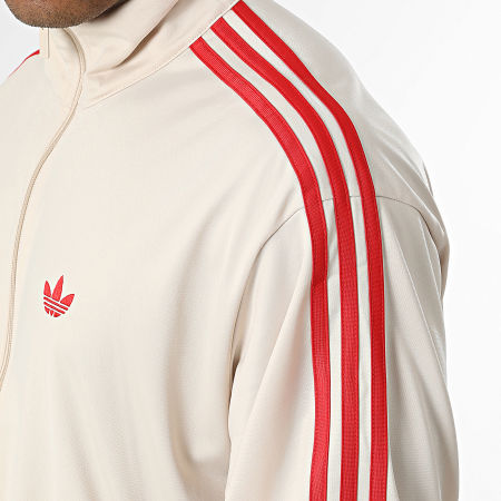Adidas Originals - Veste Zippée A Bandes Firebird KE1643 Beige Rouge