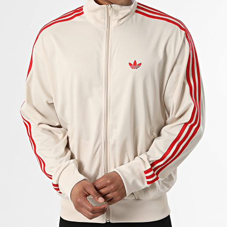 Adidas Originals - Veste Zippée A Bandes Firebird KE1643 Beige Rouge