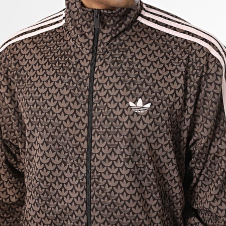 Adidas Originals - Veste Zippée A Bandes Firebird Loose Monogram KE1677 Marron Rose
