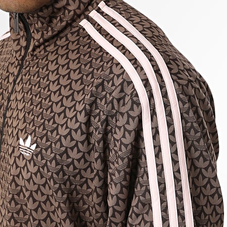 Adidas Originals - Veste Zippée A Bandes Firebird Loose Monogram KE1677 Marron Rose