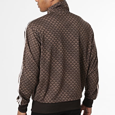 Adidas Originals - Veste Zippée A Bandes Firebird Loose Monogram KE1677 Marron Rose