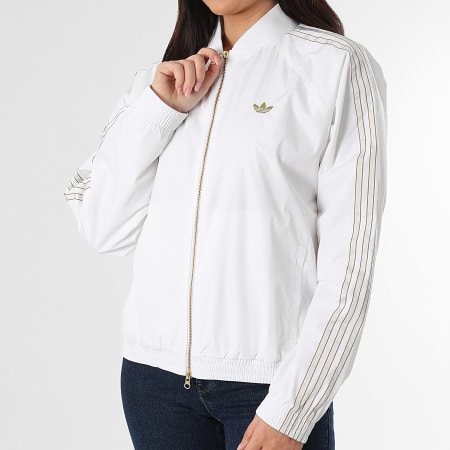 Adidas Originals - Veste Zippée A Bandes Femme SST KE2414 Beige Clair Doré