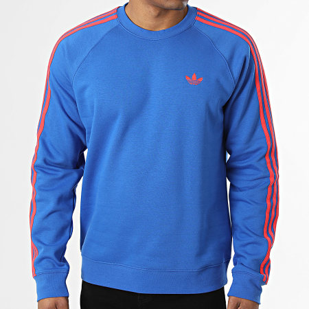 Adidas Originals - Sweat Crewneck A Bandes 3 Stripes KE2426 Bleu Roi Rouge