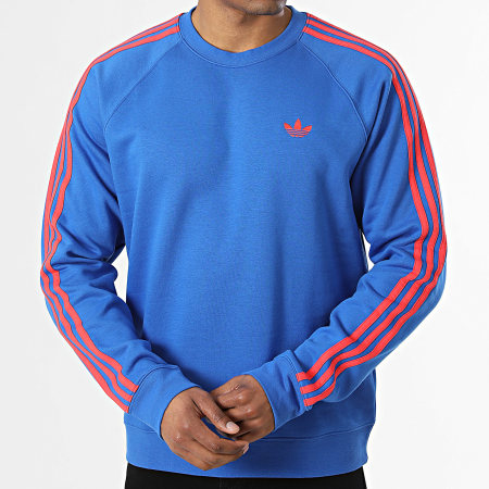 Adidas Originals - Sweat Crewneck A Bandes 3 Stripes KE2426 Bleu Roi Rouge