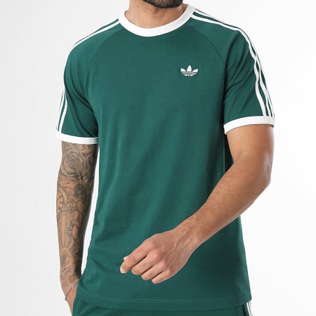 Adidas Originals - Ensemble Tee Shirt Et Short Jogging A Bandes 3 Stripes KE3534 KE3563 Vert Blanc
