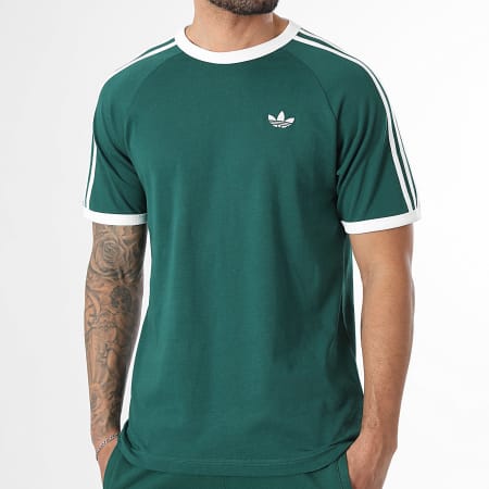 Adidas Originals - Ensemble Tee Shirt Et Short Jogging A Bandes 3 Stripes KE3534 KE3563 Vert Blanc