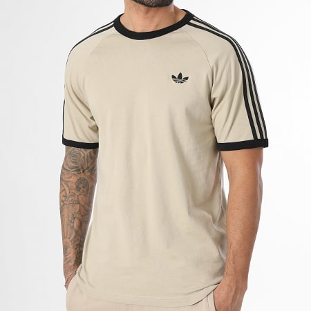 Adidas Originals - Ensemble Tee Shirt Et Short Jogging 3 Stripes KE7964 KE6681 Beige Noir