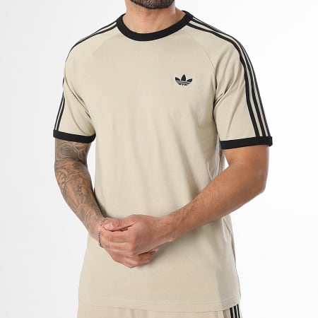 Adidas Originals - Ensemble Tee Shirt Et Short Jogging 3 Stripes KE7964 KE6681 Beige Noir