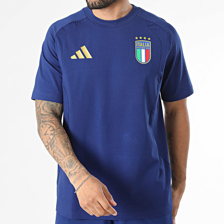 Adidas Sportswear - Ensemble Tee Shirt Et Short Jogging Foot Italie JY7056 JY7055 Bleu Marine