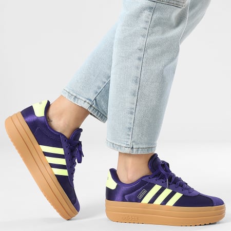 Adidas Sportswear - Baskets Femme VL Court Bold J JQ1874 Collegiate Purple Hi-Res Yellow Silver Metallic