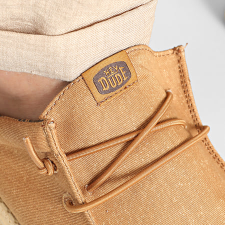 Hey Dude - Mocassins Wally Slip Stretch Canvas Bone Brown Boulder Tan
