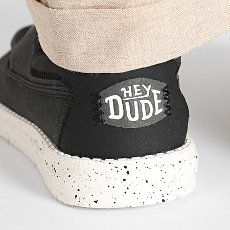 Hey Dude - Wally Cru Stretch Canvas Black White Loafers - Ryses display picture 3