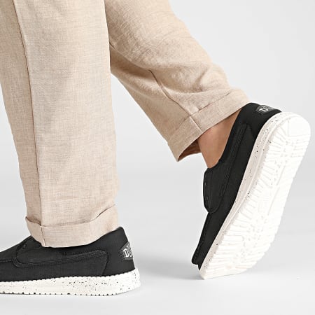 Hey Dude - Wally Cru Stretch Canvas Black White Loafers - Ryses display picture 3