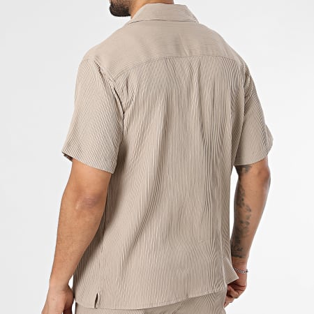 Jack And Jones - Ensemble Chemise Manches Courtes Et Short Jogging Harrison Resort Beige