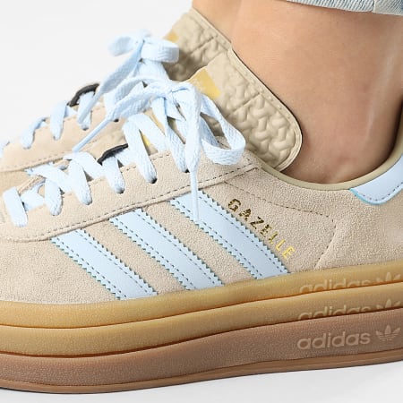 Adidas Originals - Zapatillas mujer Gazelle Bold IH6791 Stone Khaki Crystal Sky Gold Metallic