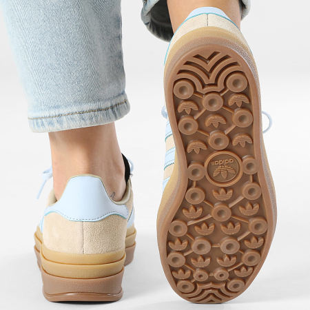 Adidas Originals - Zapatillas mujer Gazelle Bold IH6791 Stone Khaki Crystal Sky Gold Metallic