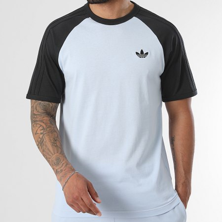 Adidas Originals - Tee Shirt A Bandes 3 Stripes KE2423 Bleu Clair Noir