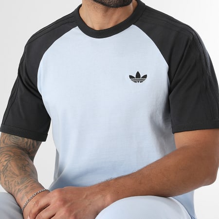 Adidas Originals - Tee Shirt A Bandes 3 Stripes KE2423 Bleu Clair Noir