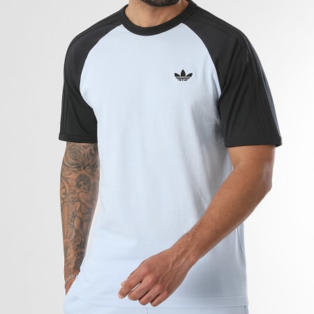 Adidas Originals - Tee Shirt A Bandes 3 Stripes KE2423 Bleu Clair Noir