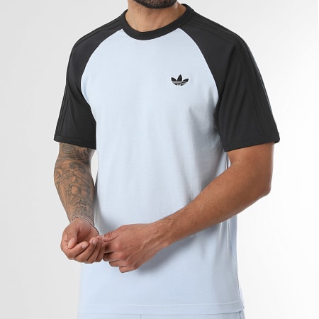 Adidas Originals - Tee Shirt A Bandes 3 Stripes KE2423 Bleu Clair Noir