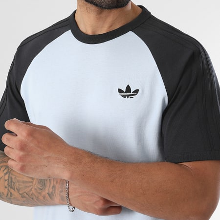 Adidas Originals - Tee Shirt A Bandes 3 Stripes KE2423 Bleu Clair Noir
